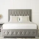 Кровать двуспальная бархатная MEBEL ELITE EVAN Velvet, 140x200 см, серый фото thumb №3