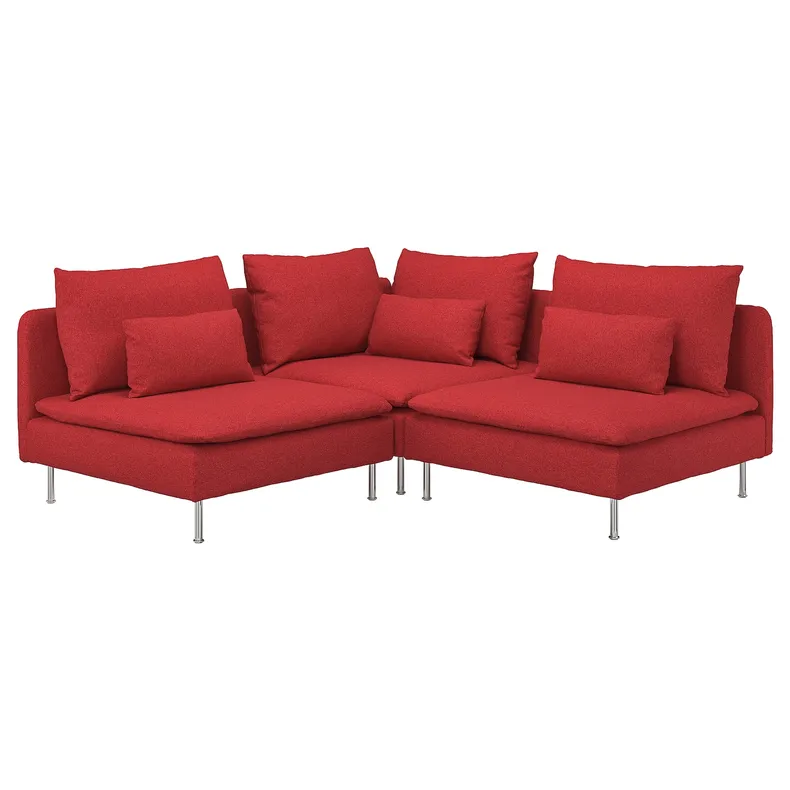 IKEA SÖDERHAMN СЕДЕРХАМН, кутовий диван, 3-місний, Тонеруд червоний 595.144.13 фото №1