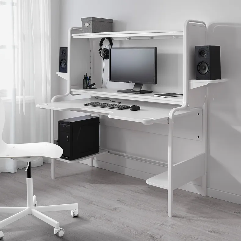 IKEA FREDDE ФРЕДДЕ, геймерський стіл, білий, 140/185x74x146 см 104.510.68 фото №2