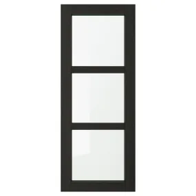 IKEA LERHYTTAN ЛЕРХЮТТАН, скляні дверцята, чорна морилка, 40x100 см 203.560.80 фото