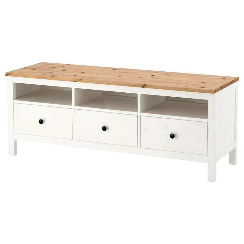 IKEA HEMNES ХЕМНЕС, тумба під телевізор, біла пляма / світло-коричнева, 148x47x57 см 504.135.26 фото №1