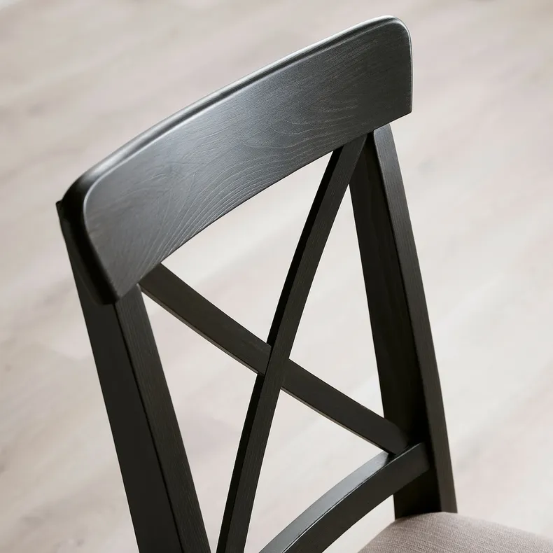 IKEA INGOLF ИНГОЛЬФ, стул, коричнево-черный / нолхага серо-бежевый 004.730.75 фото №6