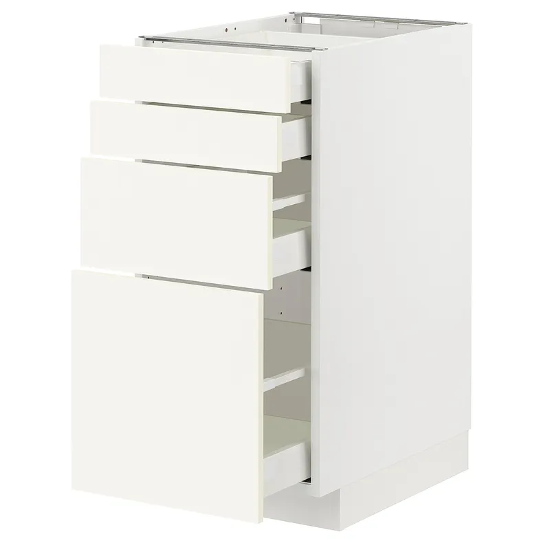 IKEA METOD МЕТОД / MAXIMERA МАКСИМЕРА, напольный шкаф 4 фасада / 4 ящика, белый / Вальстена белый, 40x60 см 095.072.12 фото №1