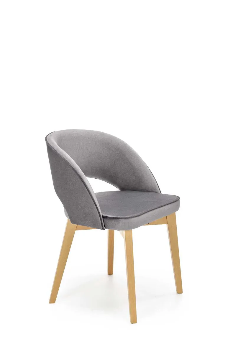 Кухонный стул бархатный HALMAR MARINO Velvet, серый MONOLITH 85 / дуб медовый фото №1