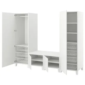 IKEA PLATSA ПЛАТСА, гардероб із 4 дверцятами, білий/ФОННЕС білий, 240x57x191 см 594.371.27 фото