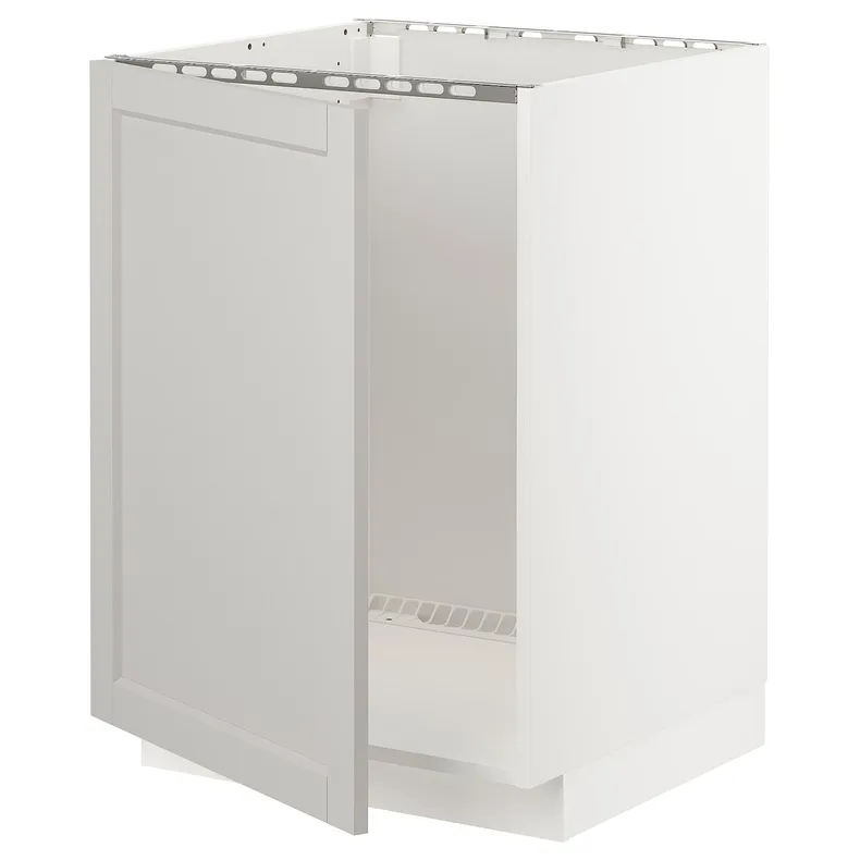 IKEA METOD МЕТОД, підлогова шафа для мийки, білий / світло-сірий Lerhyttan, 60x60 см 394.645.36 фото №1