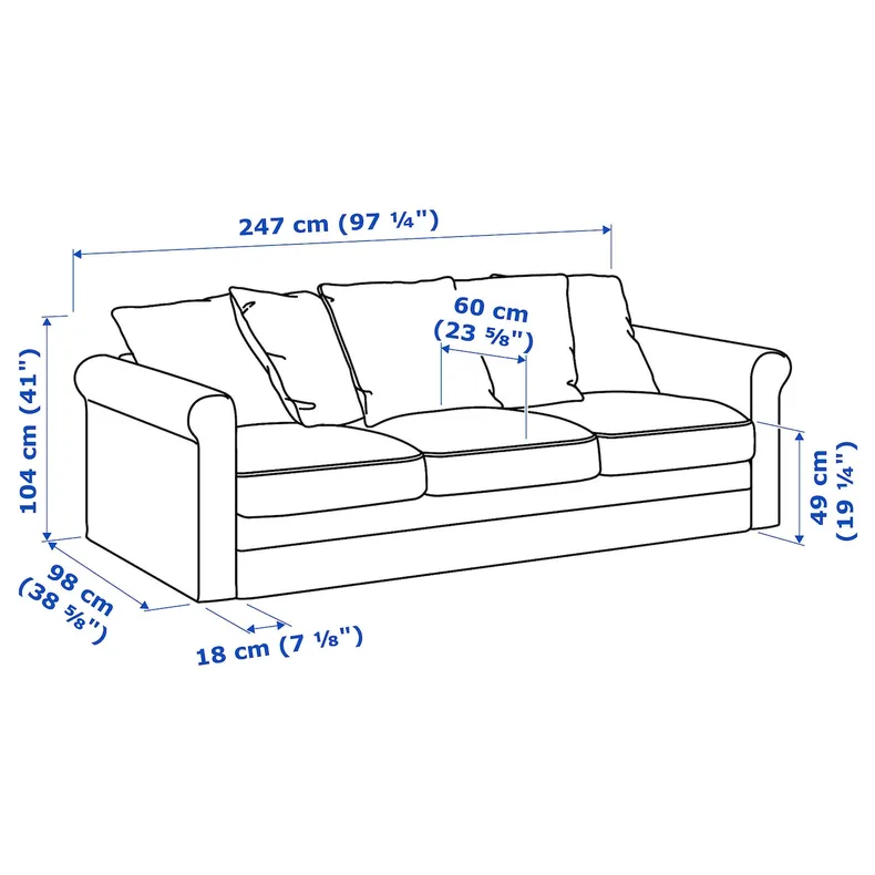 IKEA GRÖNLID ГРЕНЛІД, 3-місний диван, Горючий антрацит 494.401.06 фото №4