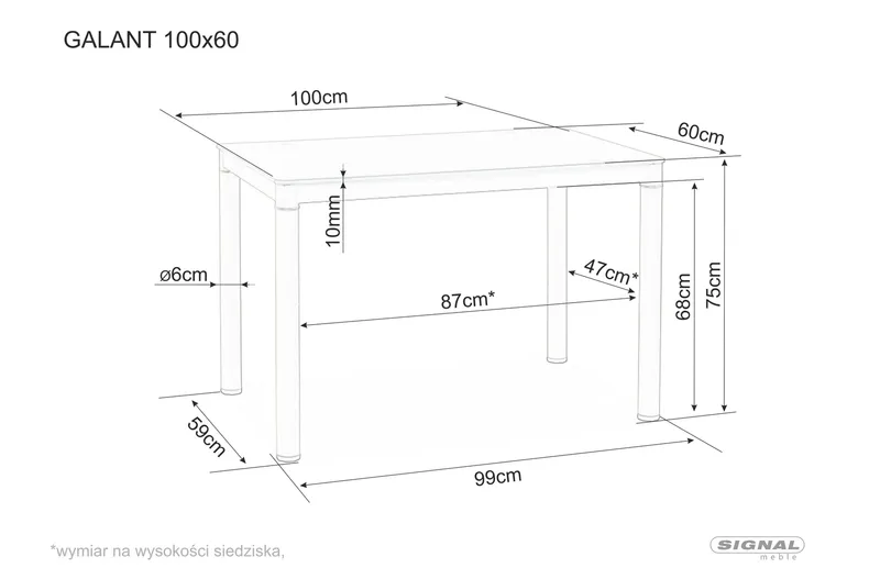 Кухонный Столик SIGNAL GALANT, белый, 70x110 фото №3
