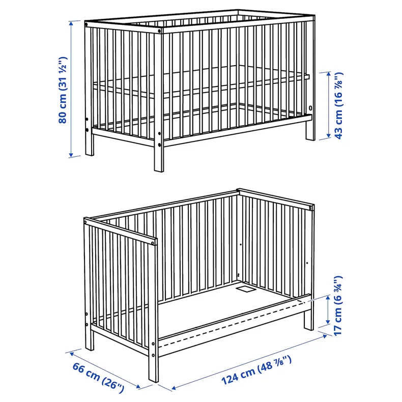 IKEA GULLIVER ГУЛЛИВЕР, кроватка детская, 60x120 см фото №5