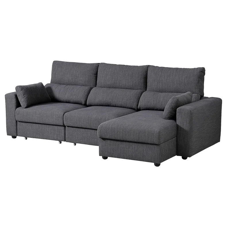 IKEA ESKILSTUNA ЕСКІЛЬСТУНА, 3-місний диван із кушеткою, Горючий антрацит 595.201.93 фото №1
