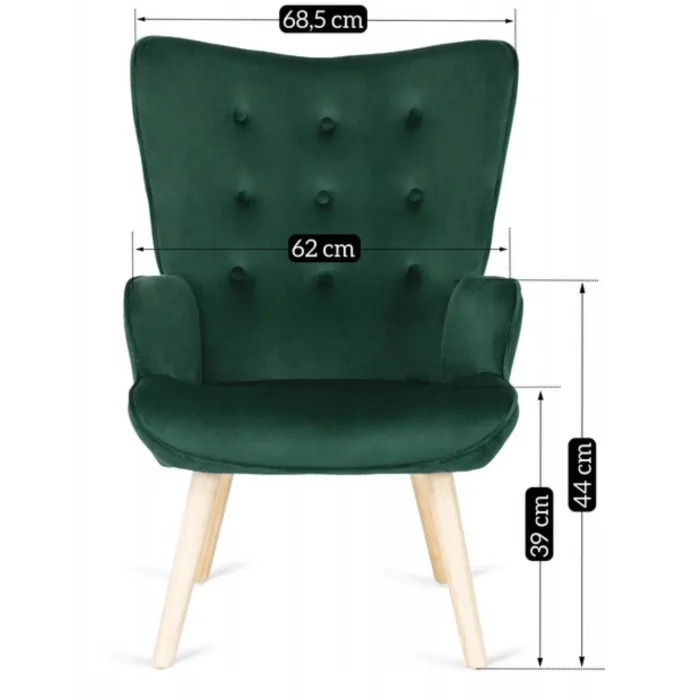 Кресло мягкое бархатное с подставкой для ног MEBEL ELITE LOZANO Velvet, Зеленый фото №13