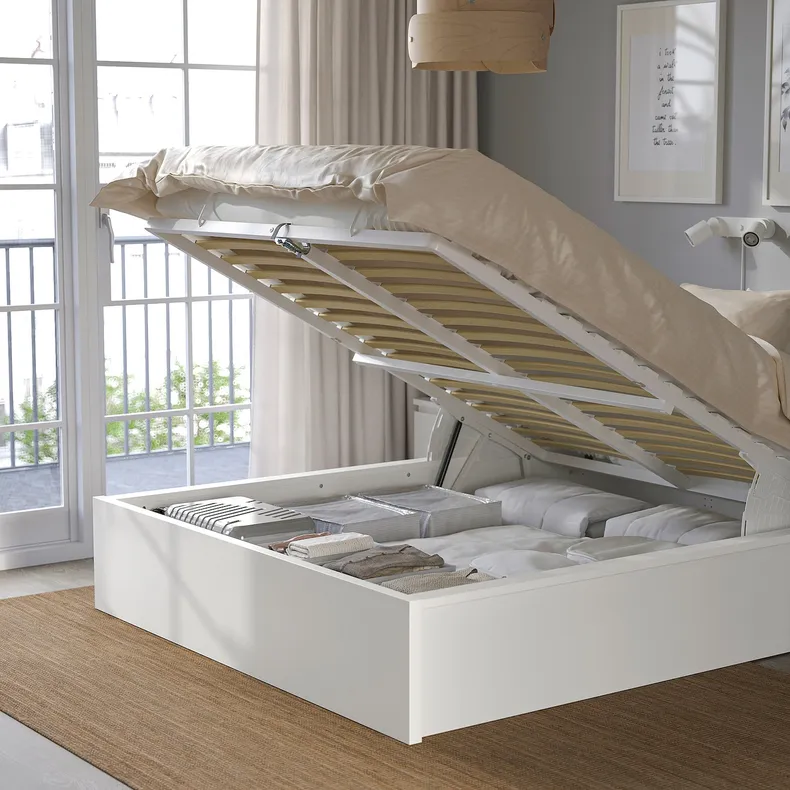 IKEA MALM МАЛЬМ, кровать с подъемным механизмом, белый, 160x200 см 204.048.06 фото №2