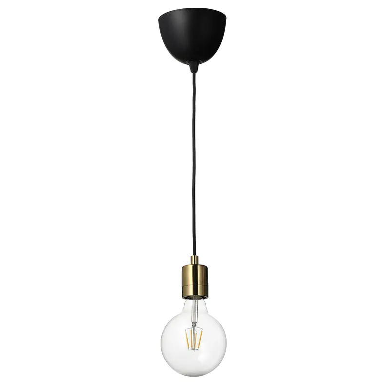 IKEA SKAFTET СКАФТЕТ / LUNNOM ЛУННОМ, подвесной светильник с лампочкой, латунь / прозрачное стекло 194.944.50 фото №1