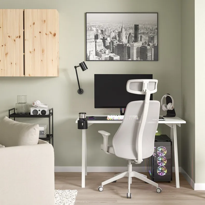 IKEA TROTTEN ТРОТТЕН / MATCHSPEL МАТЧСПЕЛЬ, стіл і стілець, білий/світло-сірий 495.376.98 фото №2
