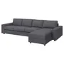 IKEA VIMLE ВІМЛЕ, 4-місний диван із кушеткою, з широкими підлокітниками/ГУННАРЕД класичний сірий 294.017.66 фото
