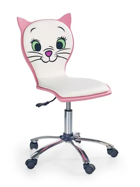 Дитяче крісло обертове HALMAR KITTY 2 білий, рожевий фото