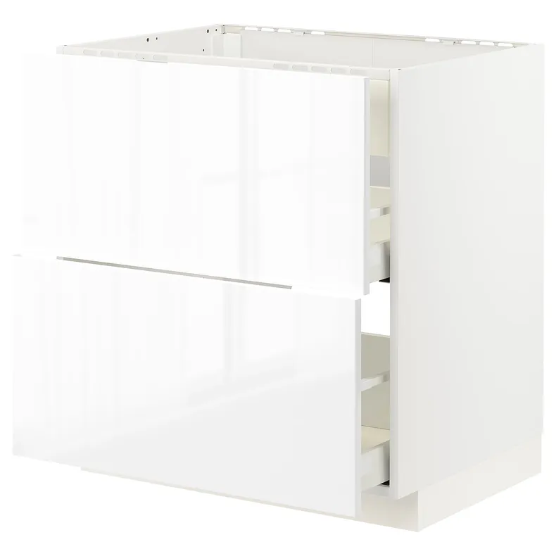 IKEA METOD МЕТОД / MAXIMERA МАКСИМЕРА, напол шкаф д / варочн панели / вытяжка, белый / Рингхульт белый, 80x60 см 293.356.58 фото №1