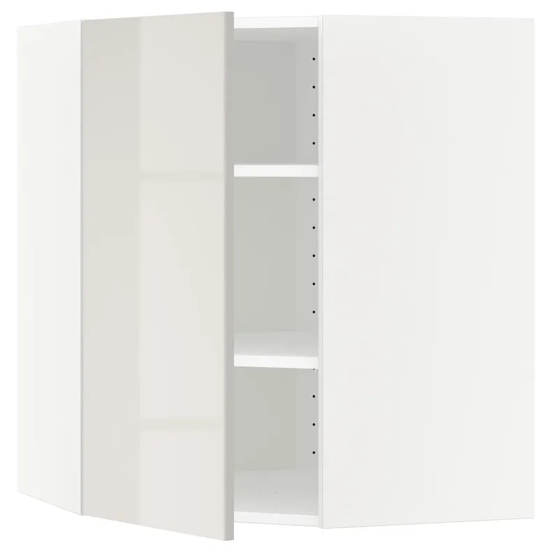 IKEA METOD МЕТОД, угловой навесной шкаф с полками, белый / светло-серый, 68x80 см 291.422.40 фото №1