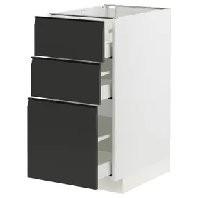 IKEA METOD МЕТОД / MAXIMERA МАКСИМЕРА, напольный шкаф с 3 ящиками, белый / Уплов матовый антрацит, 40x60 см 794.931.79 фото