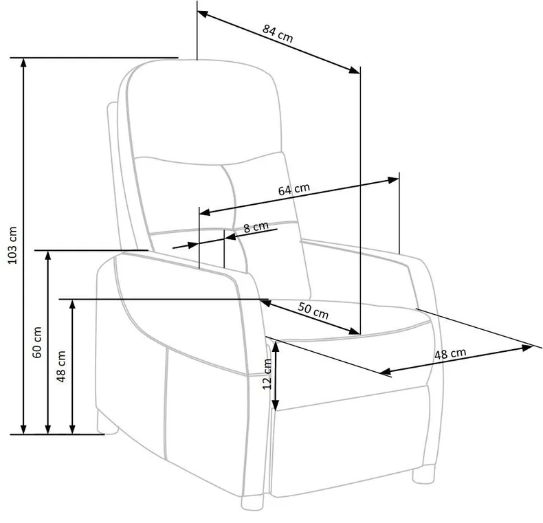 Кресло реклайнер мягкое раскладное HALMAR FELIPE 2, серый фото №13
