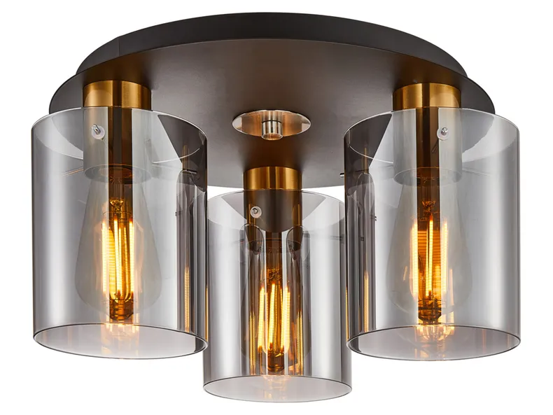 BRW Стельовий світильник Sardo 3-точковий сталевий чорно-золотий 091900 фото №1