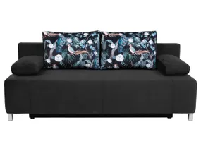 BRW Трехместный диван-кровать Kinga III с ящиком для хранения черный, Дождь 30 черный/принт павлин 02 многоцветный SO3-KINGA_III-LX_3DL-G5_B85286 фото