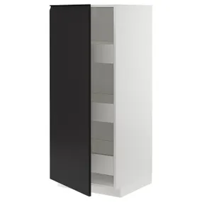 IKEA METOD МЕТОД / MAXIMERA МАКСИМЕРА, высокий шкаф с ящиками, белый / Уплов матовый антрацит, 60x60x140 см 794.936.69 фото