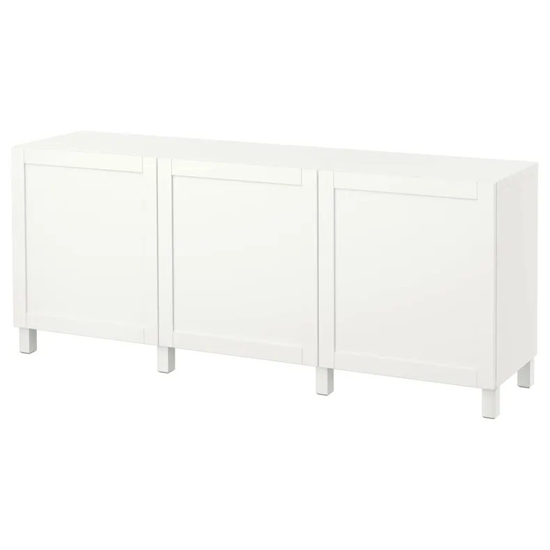 IKEA BESTÅ БЕСТО, комбинация для хранения с дверцами, белый / Ханвикен / Стуббарп белый, 180x42x74 см 491.397.41 фото №1
