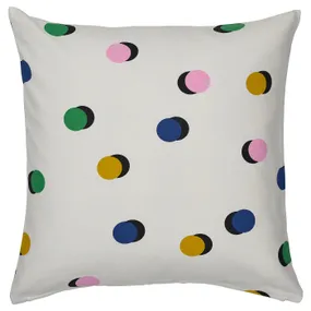 IKEA RUNDKRASSING РУНДКРАССИНГ, чехол на подушку, Белые разноцветные/нарисованные точки, 50x50 см 305.828.03 фото