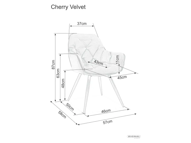 Стілець SIGNAL CHERRY Velvet, Bluvel 14 - сірий фото №2