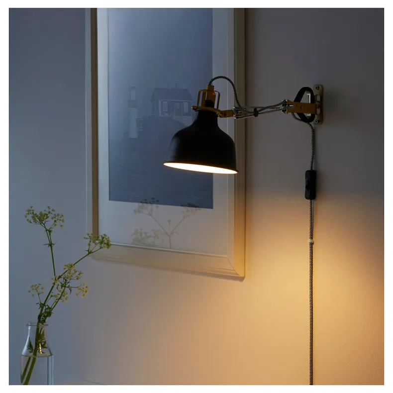 IKEA RANARP РАНАРП, настенный софит / лампа с зажимом, черный 703.313.94 фото №2