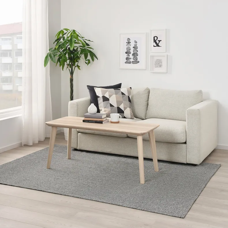 IKEA TIPHEDE ТІПХЕДЕ, килим, пласке плетіння, чорний / натуральний, 155x220 см 204.700.47 фото №3