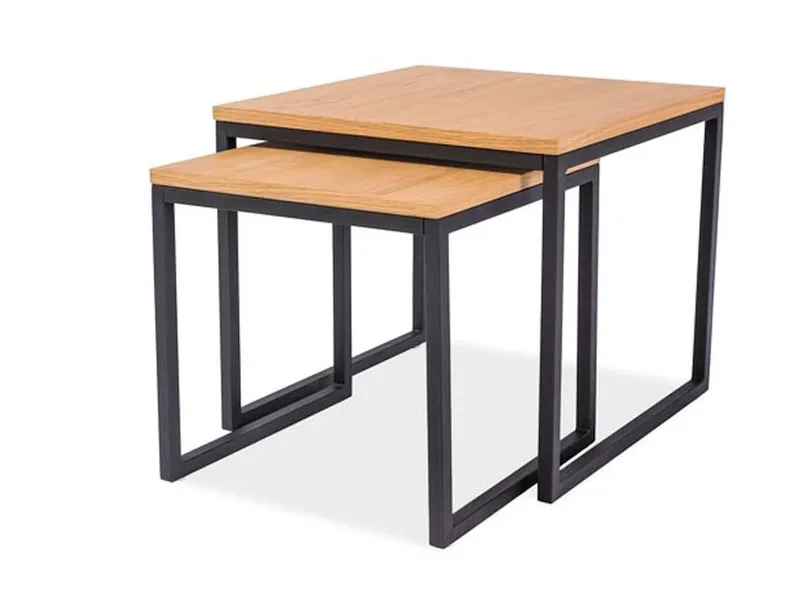 Журнальний стіл SIGNAL LARGO Duo, дуб / чорний, 50x50 см фото №1
