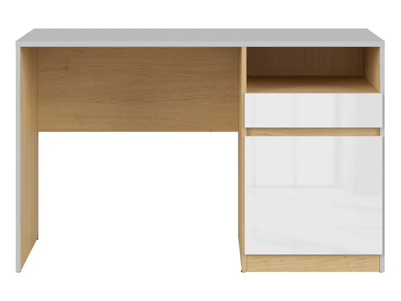Письменный стол BRW Nandu, 120х57 см, светло-серый / дуб польский / белый глянцевый BIU1D1S-JSZ/DP/BIP фото №2
