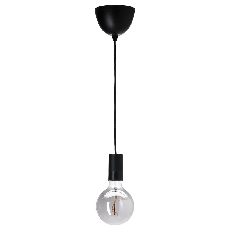 IKEA SUNNEBY СУННЕБЮ / MOLNART МОЛЬНАРТ, підвісний світильник, чорне / сферно-сіре прозоре скло, 125 мм 194.783.13 фото №1