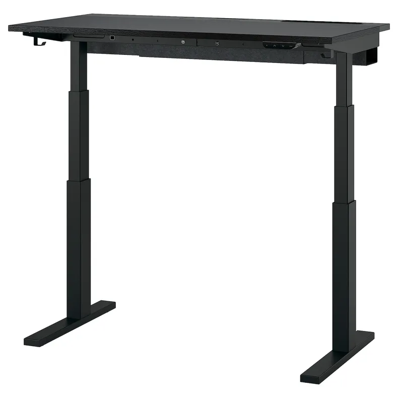IKEA MITTZON МІТТЗОН, стіл регульований, електричний okl попелястий пофарбований чорний / чорний, 120x60 см 895.265.94 фото №1