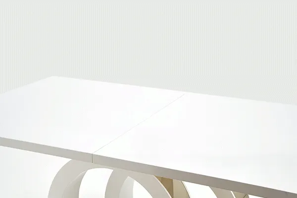 Раскладной обеденный стол HALMAR GALARDO 160-200x90 см, белый/золотой фото №13