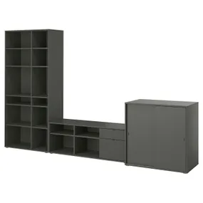 IKEA VIHALS ВІХАЛЬС, комбінація шаф для телевізора, темно-сірий, 337x47x200 см 695.210.74 фото