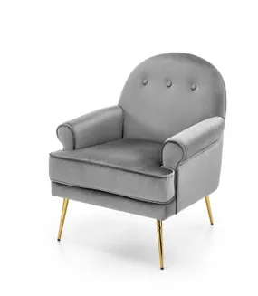 Кресло мягкое HALMAR SANTI серый/золотой фото