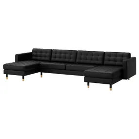 IKEA LANDSKRONA ЛАНДСКРУНА, 5-місний диван, з шезлонгом / Гранн / Бомстад чорний / дерево 590.462.04 фото