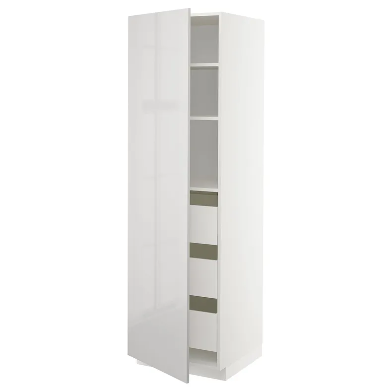 IKEA METOD МЕТОД / MAXIMERA МАКСИМЕРА, высокий шкаф с ящиками, белый / светло-серый, 60x60x200 см 293.599.65 фото №1