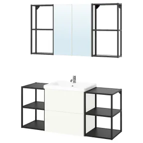 IKEA ENHET ЕНХЕТ, ванна, антрацит/білий, 140x43x65 см 695.441.79 фото