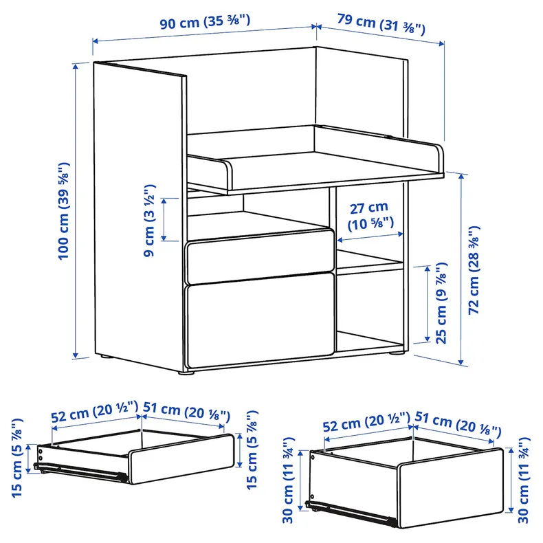 IKEA SMÅSTAD СМОСТАД, письмовий стіл, Білий салатовий / з 2 шухлядами, 90x79x100 см 995.831.93 фото №5