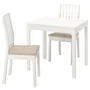 IKEA EKEDALEN ЕКЕДАЛЕН / EKEDALEN ЕКЕДАЛЕН, стіл+2 стільці, білий/ХАКЕБУ бежевий, 80/120 см 394.294.06 фото