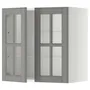IKEA METOD МЕТОД, навесной шкаф / полки / 2стеклян двери, белый / бодбинский серый, 60x60 см 093.949.55 фото