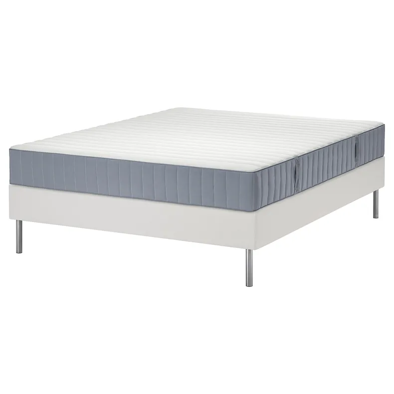 IKEA LYNGÖR ЛЮНГЕР, диван-ліжко, Valevåg середня твердість / легка блакитно-біла, 160x200 см 295.519.54 фото №1