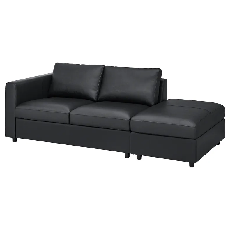IKEA VIMLE ВІМЛЕ, 3-місний диван, з відкритим кінцем/Гранн/Бомстад чорний 293.066.65 фото №1