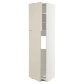 IKEA METOD МЕТОД, висока шафа для холодильника, 2 дв, білий / хавсторпський бежевий, 60x60x220 см 494.588.13 фото