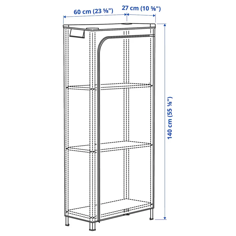 IKEA HYLLIS ХІЛЛІС, стелаж з чохлом, прозорий, 60x27x140 см фото №8