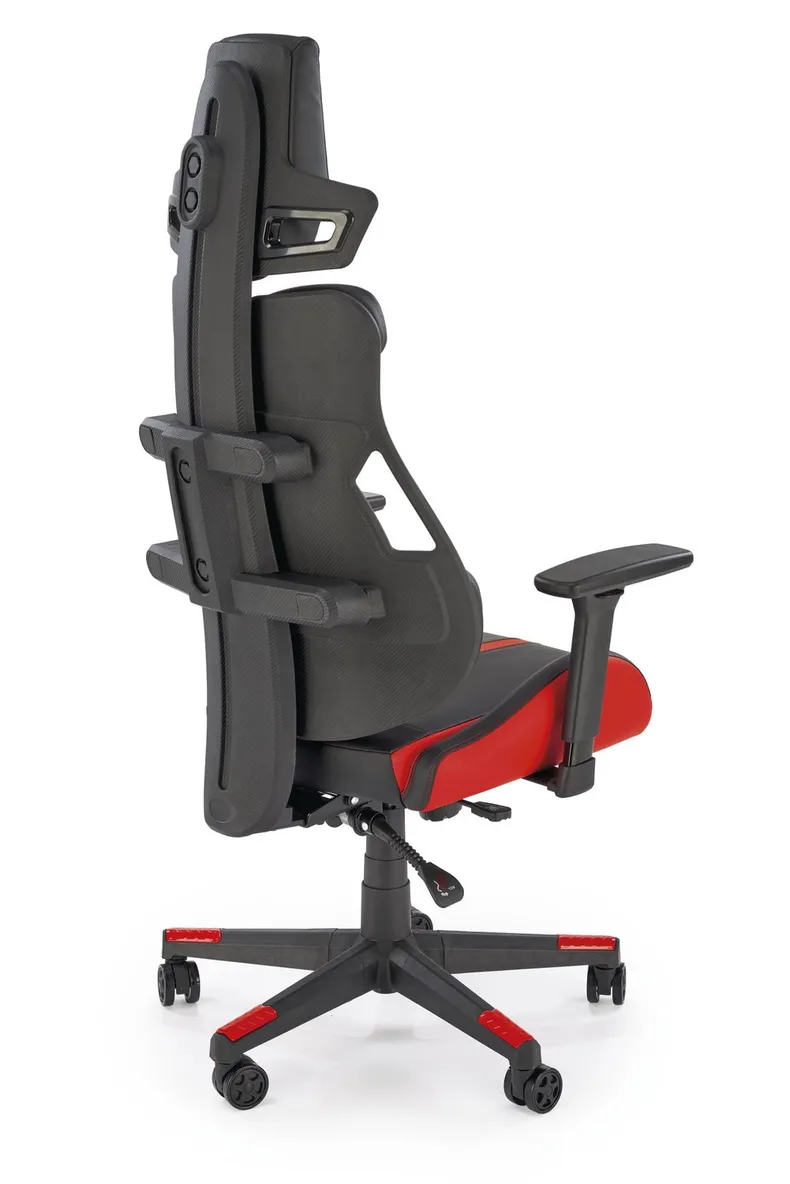 Крісло комп'ютерне офісне обертове HALMAR NITRO, екошкіра / тканина, чорне / червоне фото №2